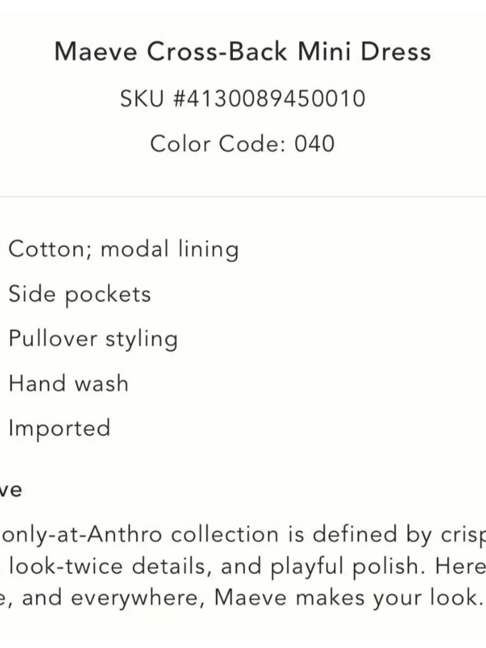NWT Maeve by Anthropologie Cobalt Blue Pullover Crossback Mini Dress Small - Picture 3 of 9